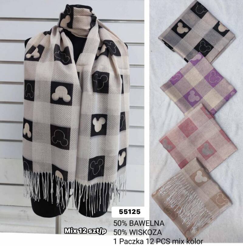 Szaliki damskie Roz Standard, Mix Kolor Paczka 12 szt 1